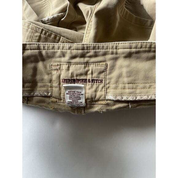 VTG Y2K Abercrombie & Fitch Khaki Beige ultra Low rise Cargo Shorts pockets sz 6 - Picture 6 of 10